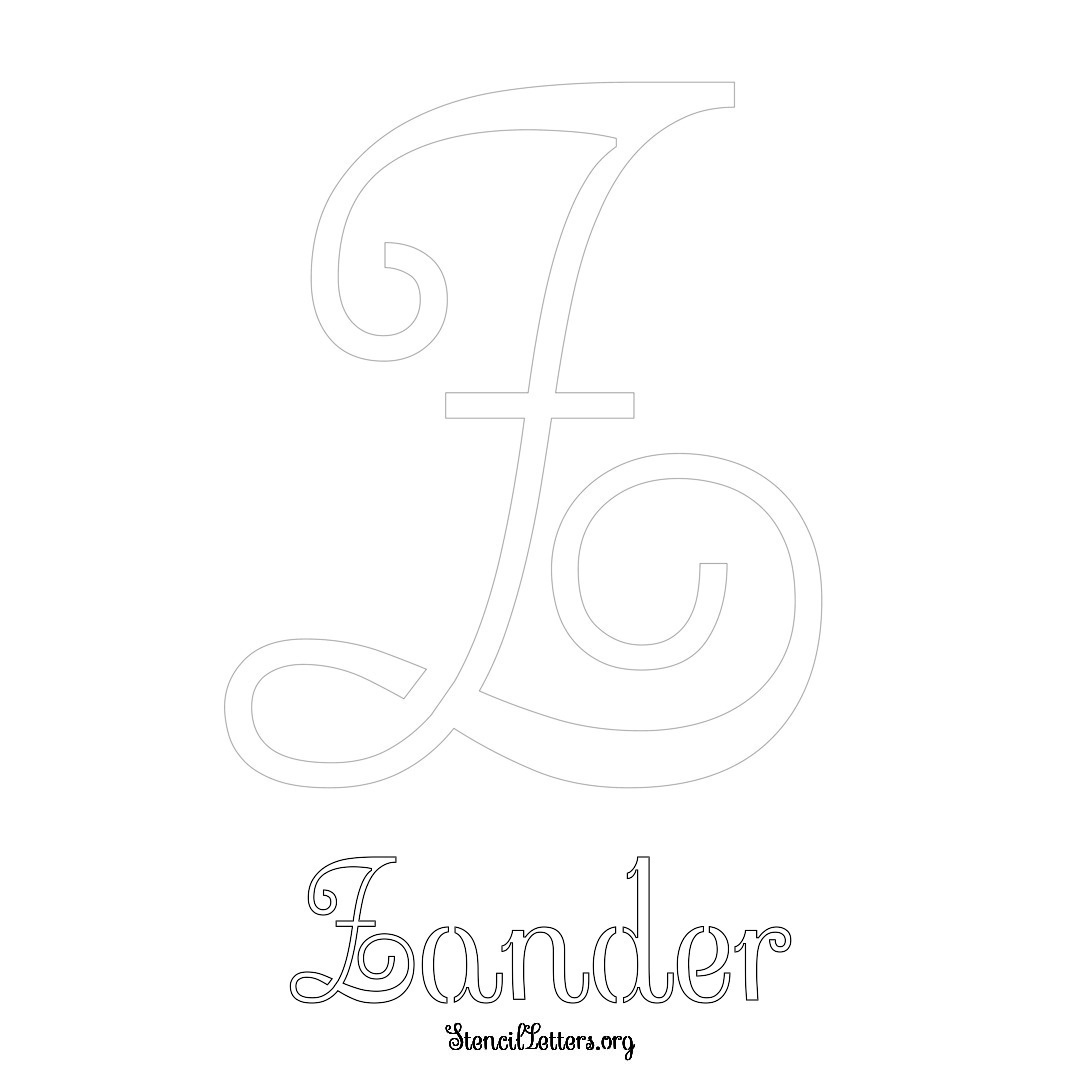 Zander printable name initial stencil in Ornamental Cursive Lettering