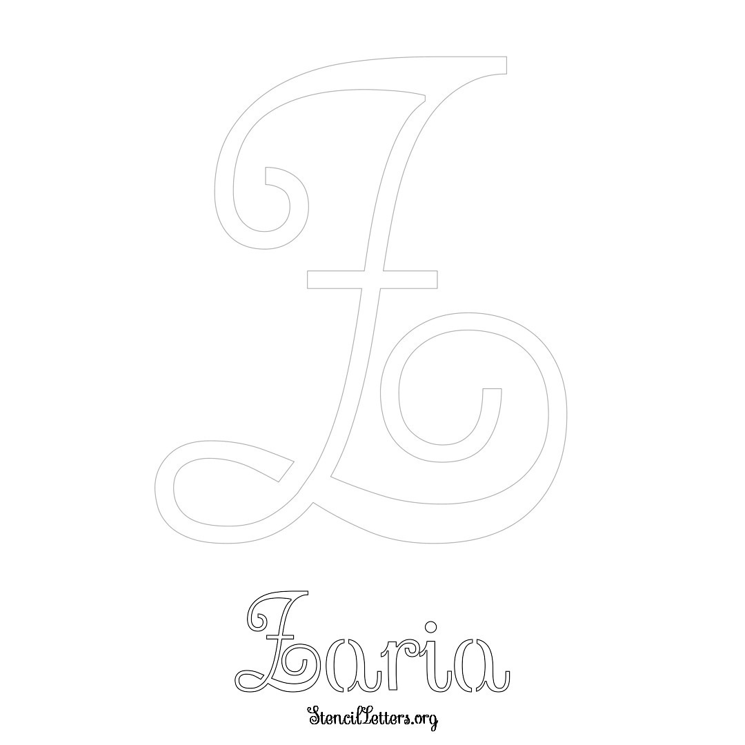 Zaria printable name initial stencil in Ornamental Cursive Lettering