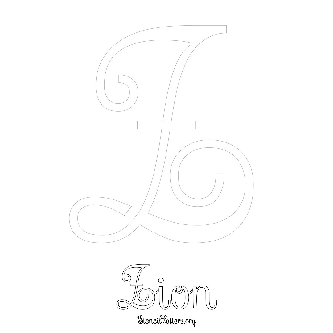 Zion printable name initial stencil in Ornamental Cursive Lettering