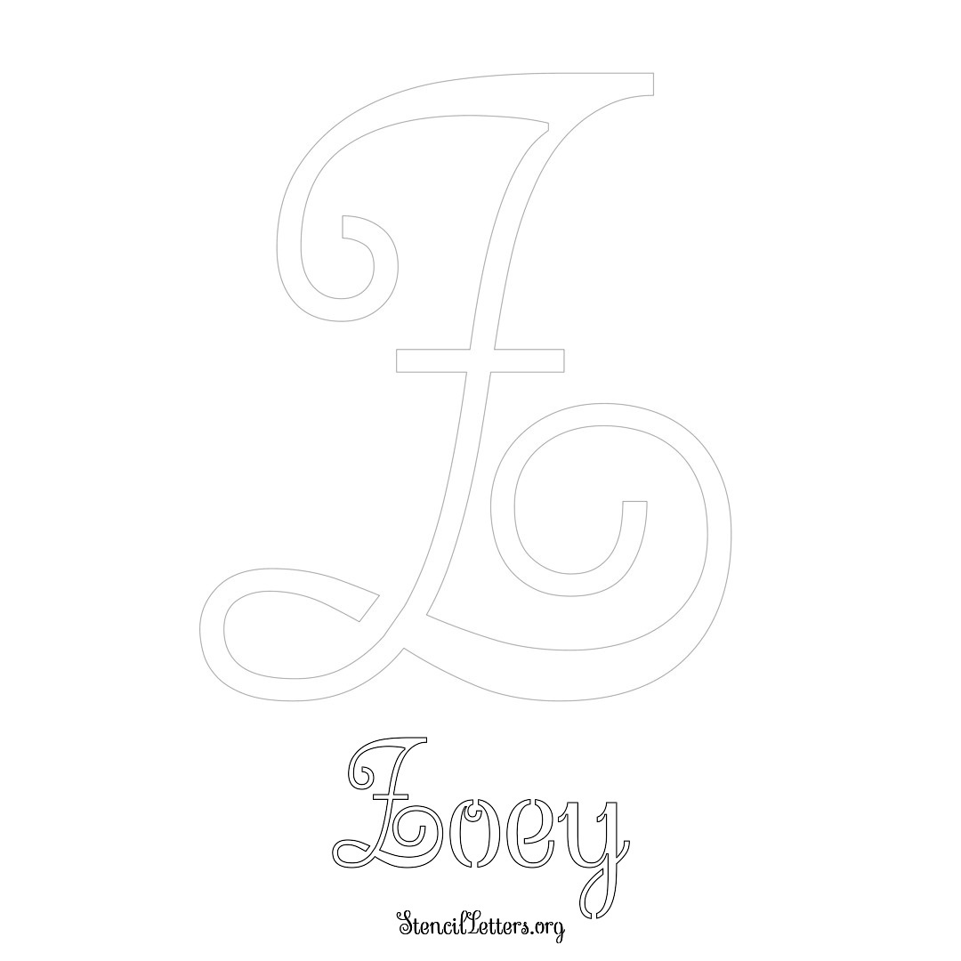 Zoey printable name initial stencil in Ornamental Cursive Lettering