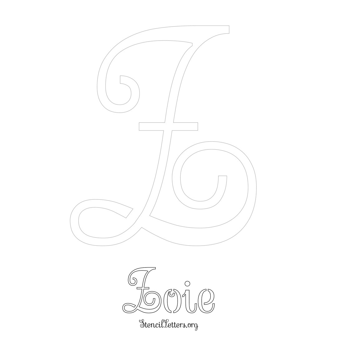 Zoie printable name initial stencil in Ornamental Cursive Lettering