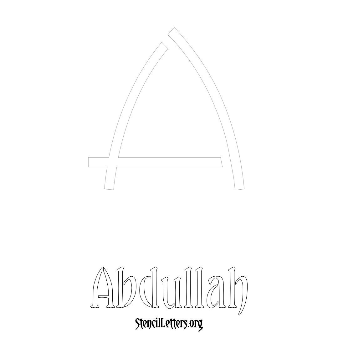 Abdullah printable name initial stencil in Simple Elegant Lettering