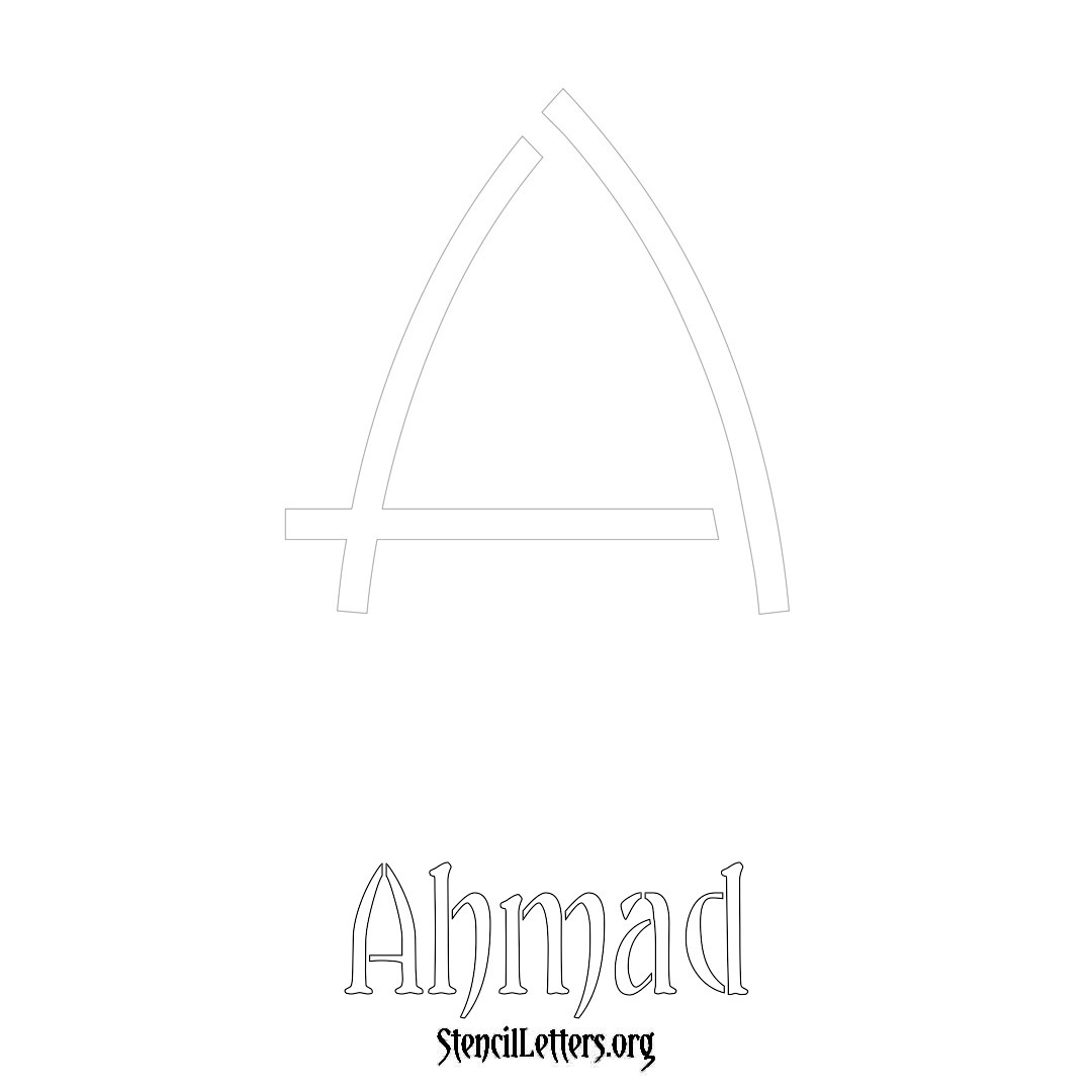 Ahmad printable name initial stencil in Simple Elegant Lettering