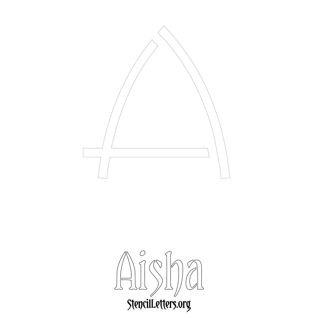 Aisha printable name initial stencil in Simple Elegant Lettering