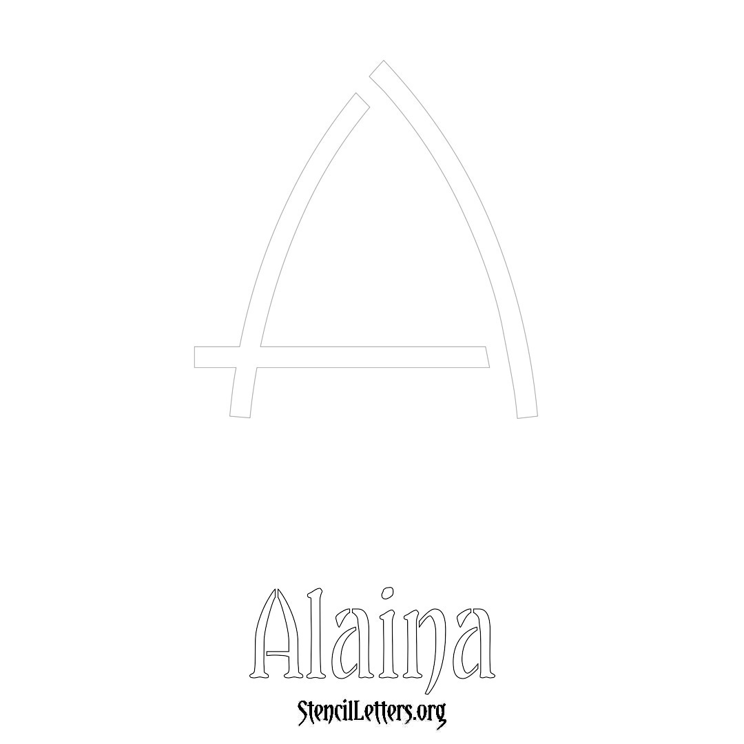 Alaina printable name initial stencil in Simple Elegant Lettering
