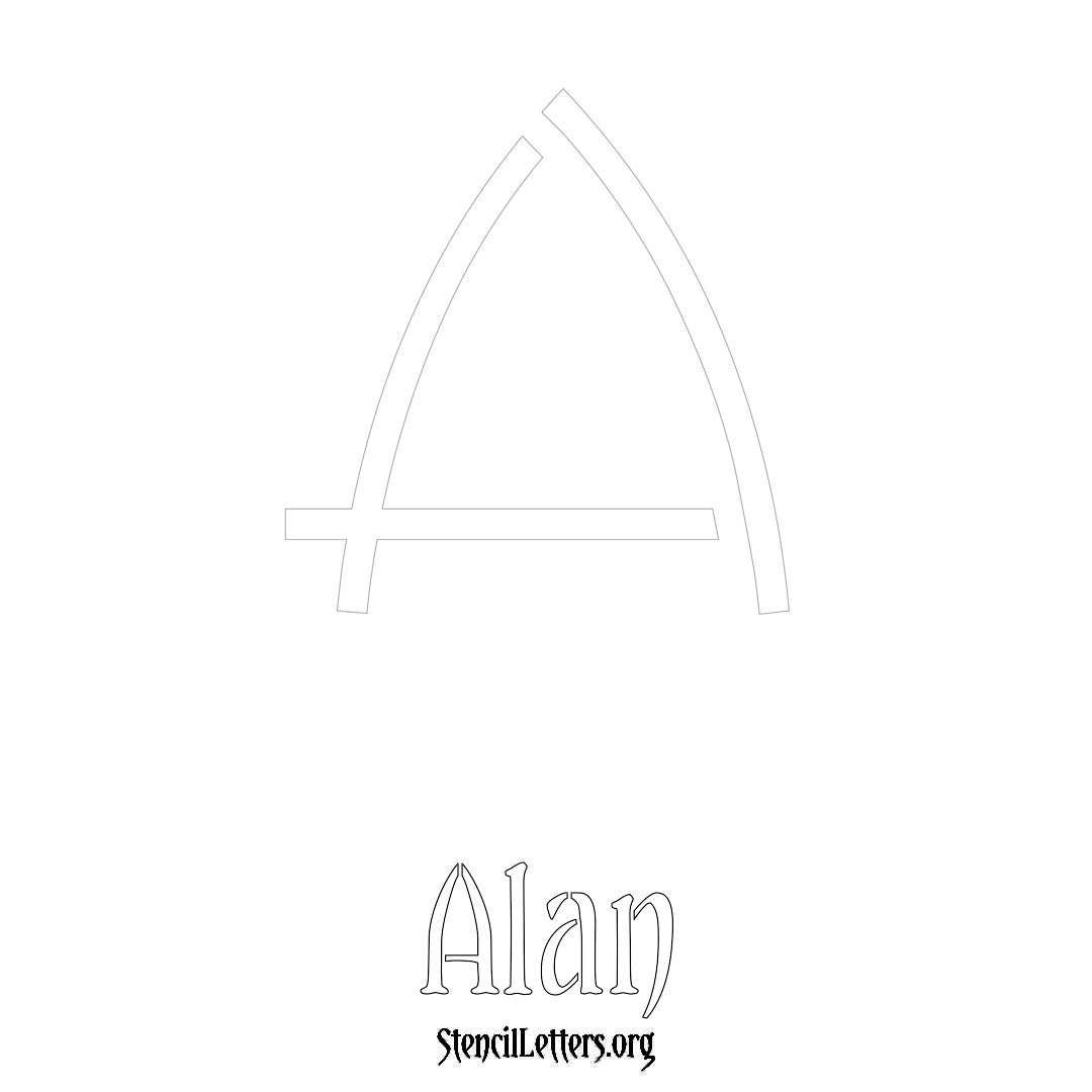 Alan printable name initial stencil in Simple Elegant Lettering
