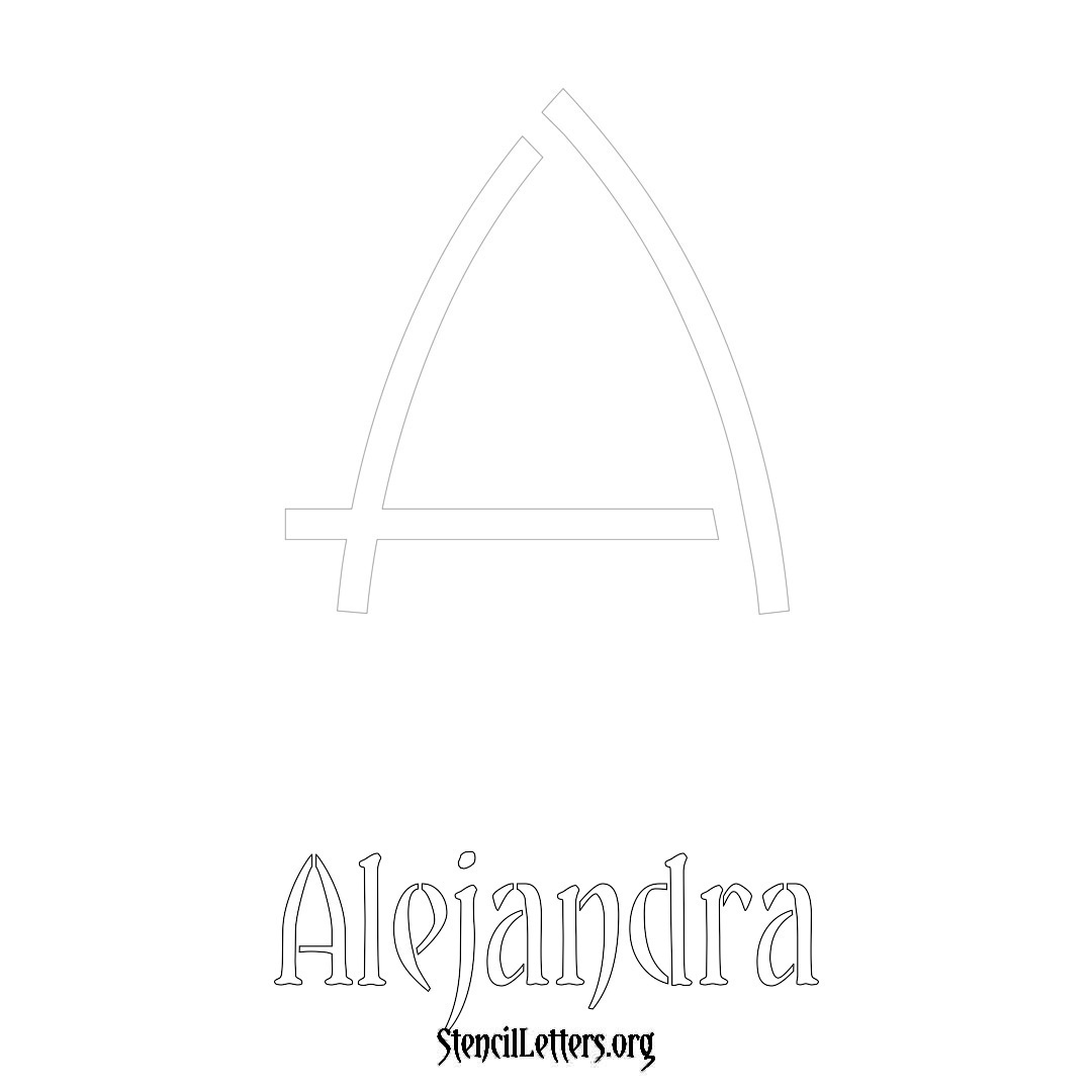 Alejandra printable name initial stencil in Simple Elegant Lettering