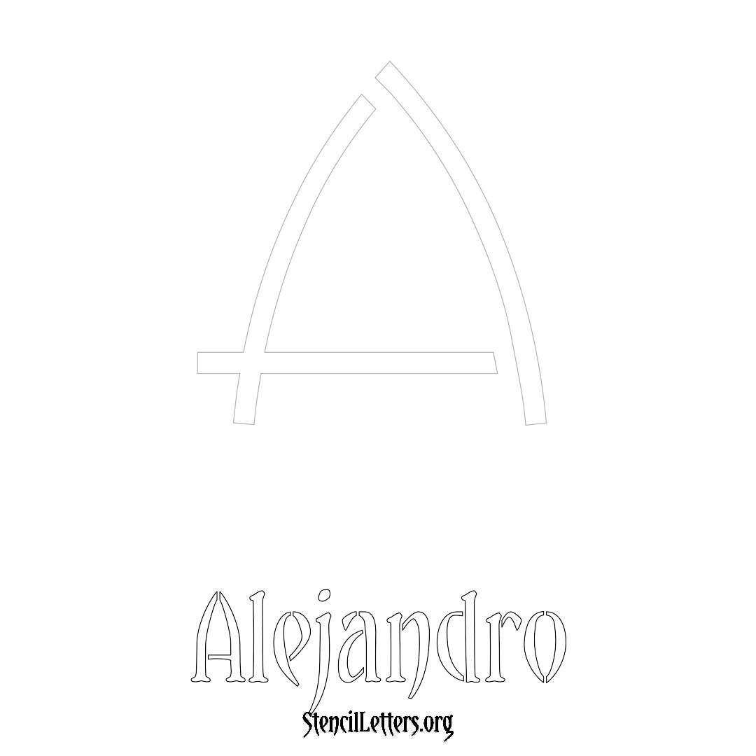 Alejandro printable name initial stencil in Simple Elegant Lettering