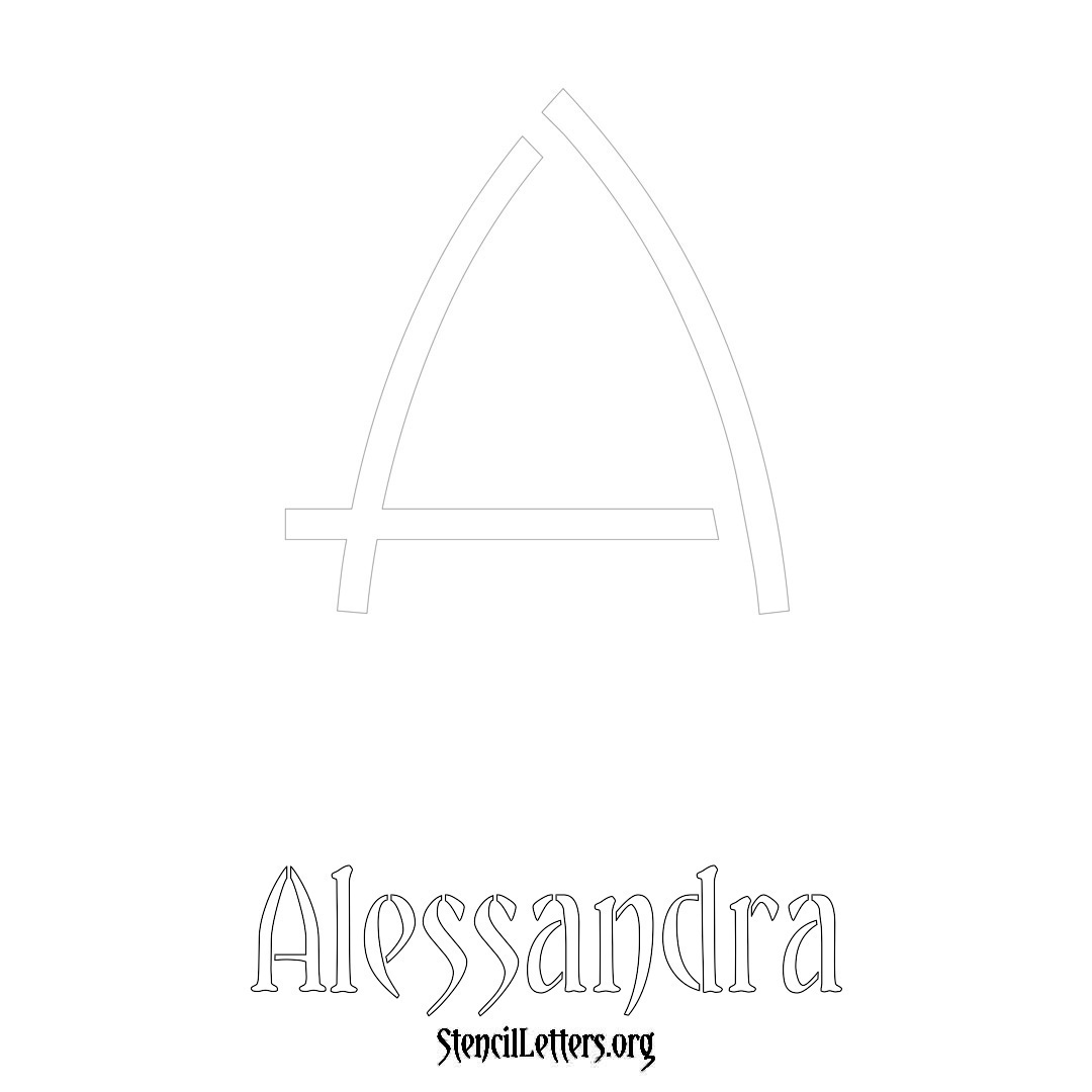 Alessandra printable name initial stencil in Simple Elegant Lettering