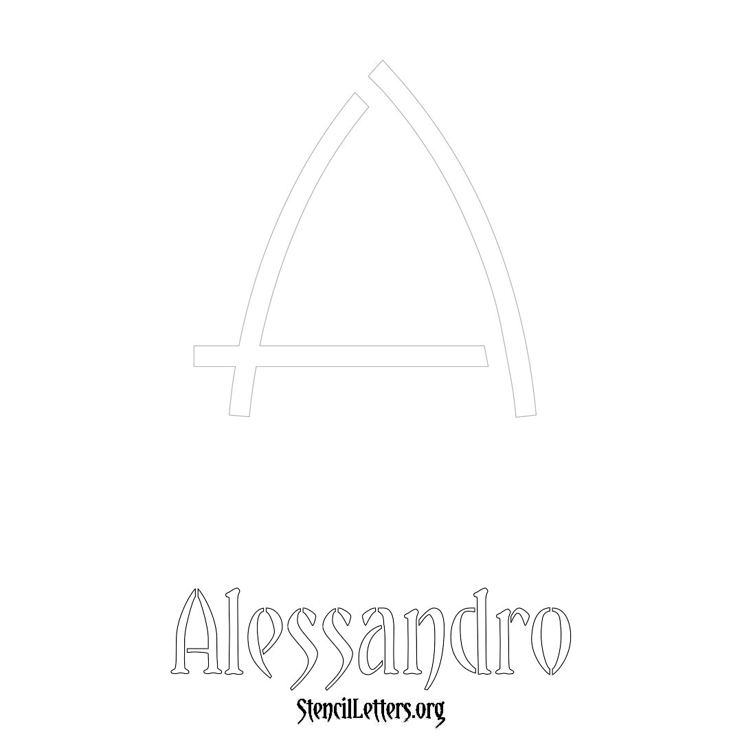 Alessandro printable name initial stencil in Simple Elegant Lettering