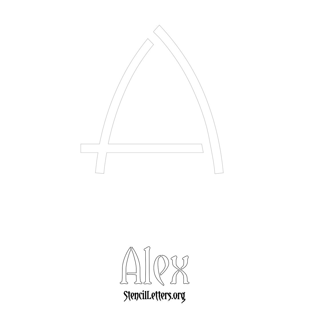 Alex printable name initial stencil in Simple Elegant Lettering