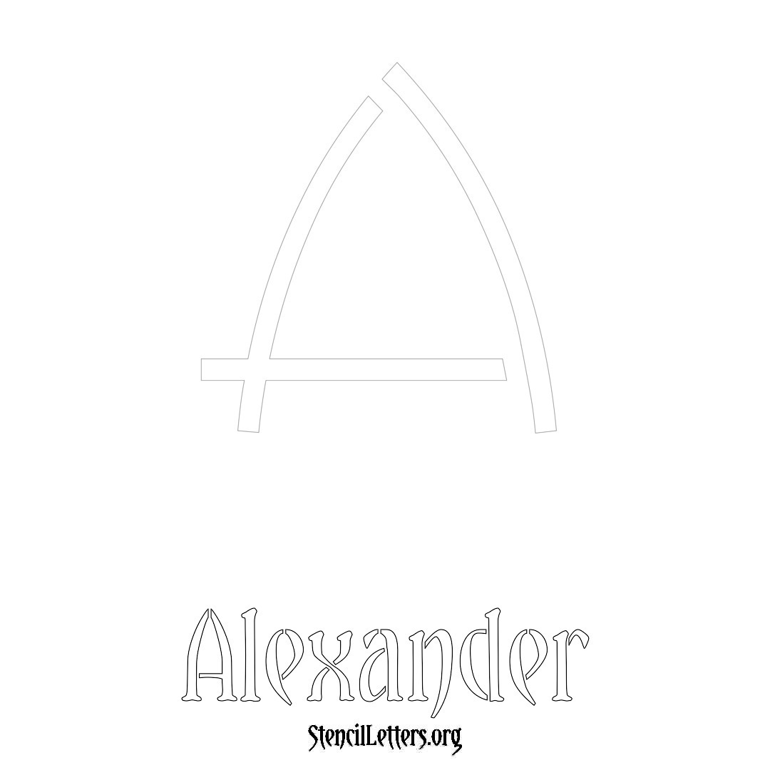 Alexander printable name initial stencil in Simple Elegant Lettering