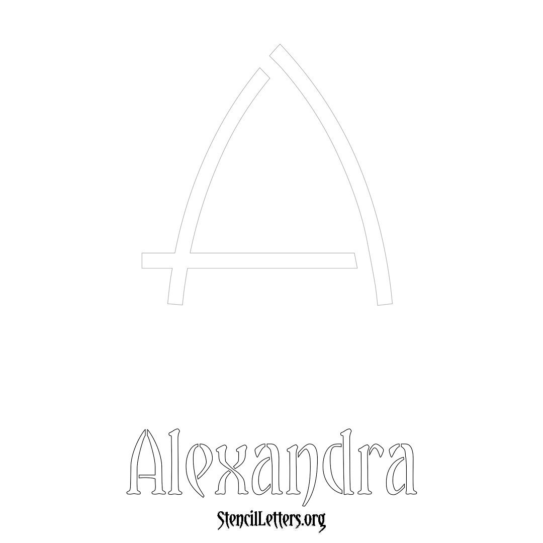 Alexandra printable name initial stencil in Simple Elegant Lettering