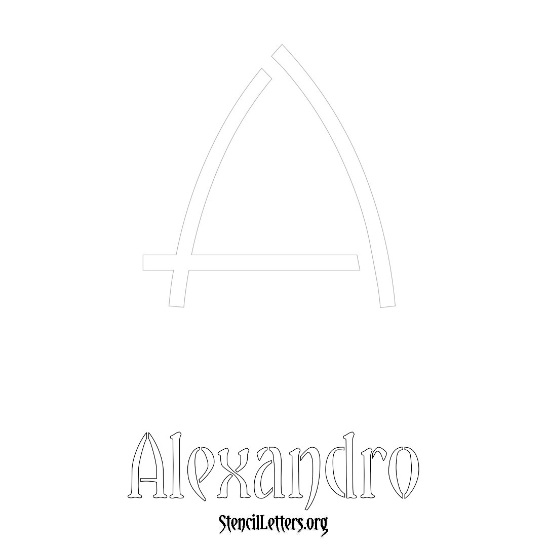 Alexandro printable name initial stencil in Simple Elegant Lettering