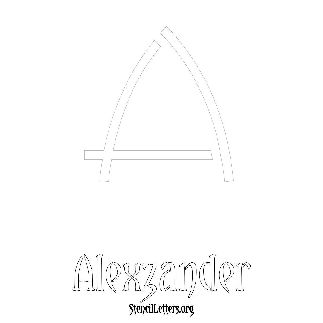 Alexzander printable name initial stencil in Simple Elegant Lettering