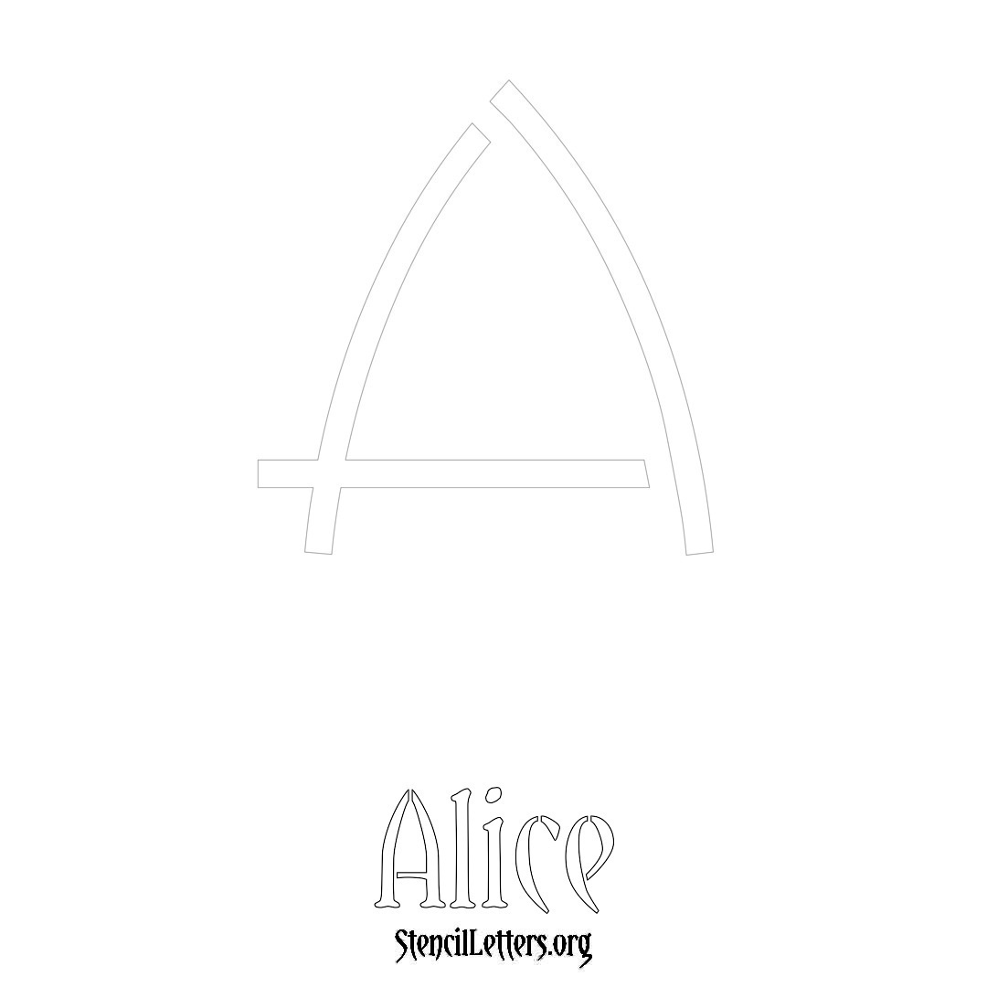 Alice printable name initial stencil in Simple Elegant Lettering