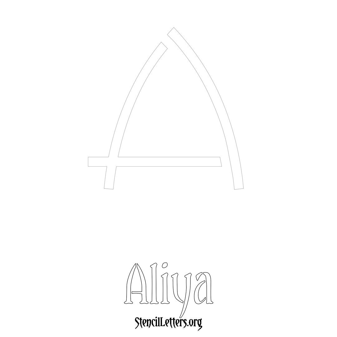 Aliya printable name initial stencil in Simple Elegant Lettering