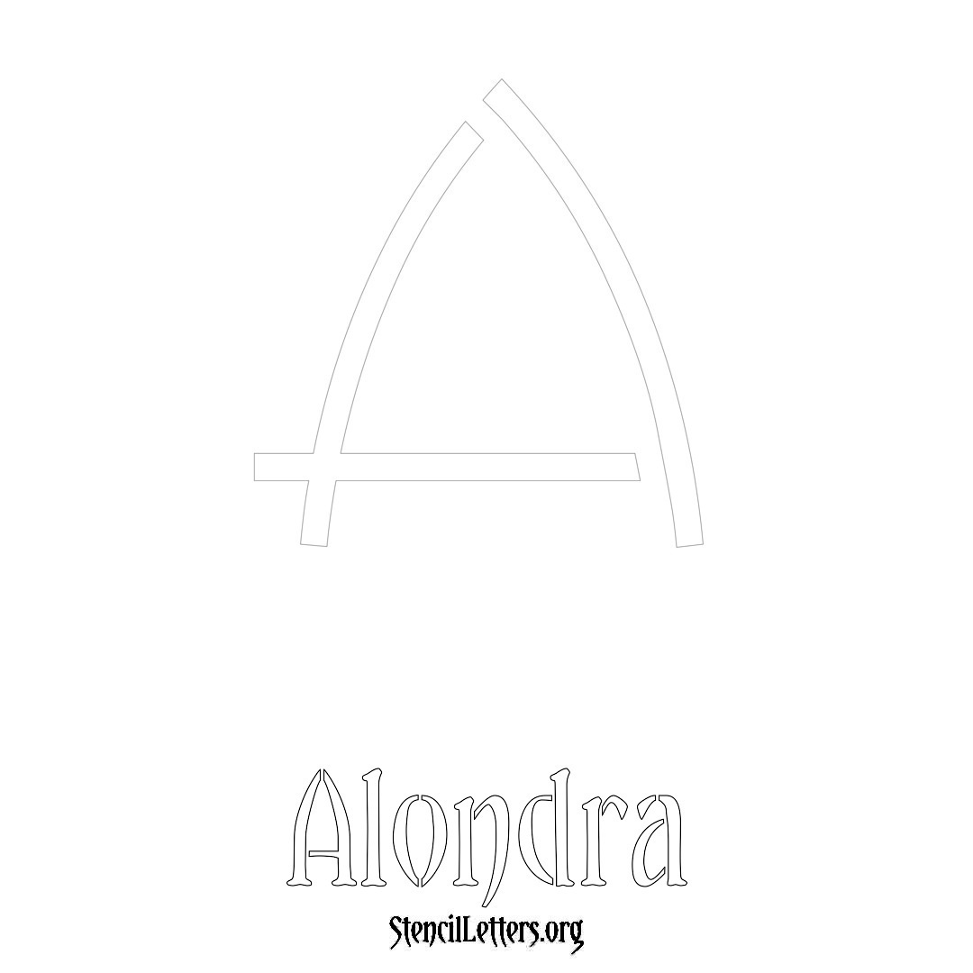 Alondra printable name initial stencil in Simple Elegant Lettering