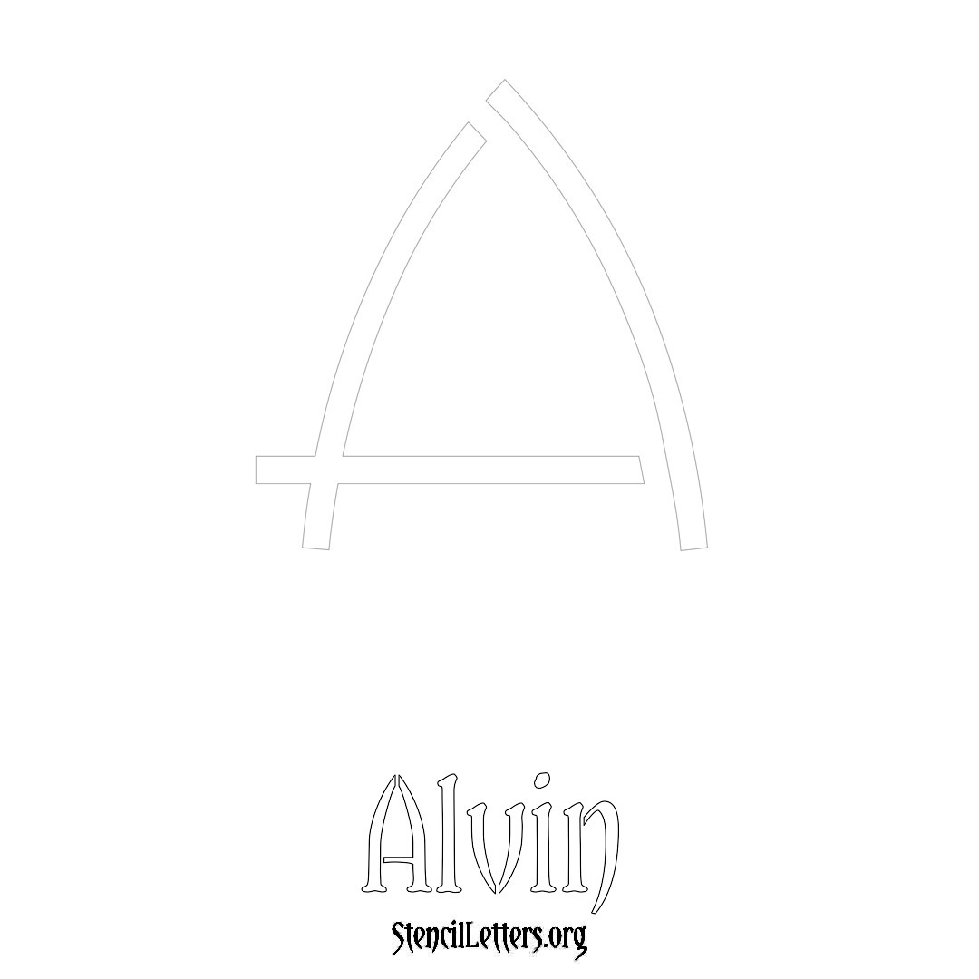 Alvin printable name initial stencil in Simple Elegant Lettering