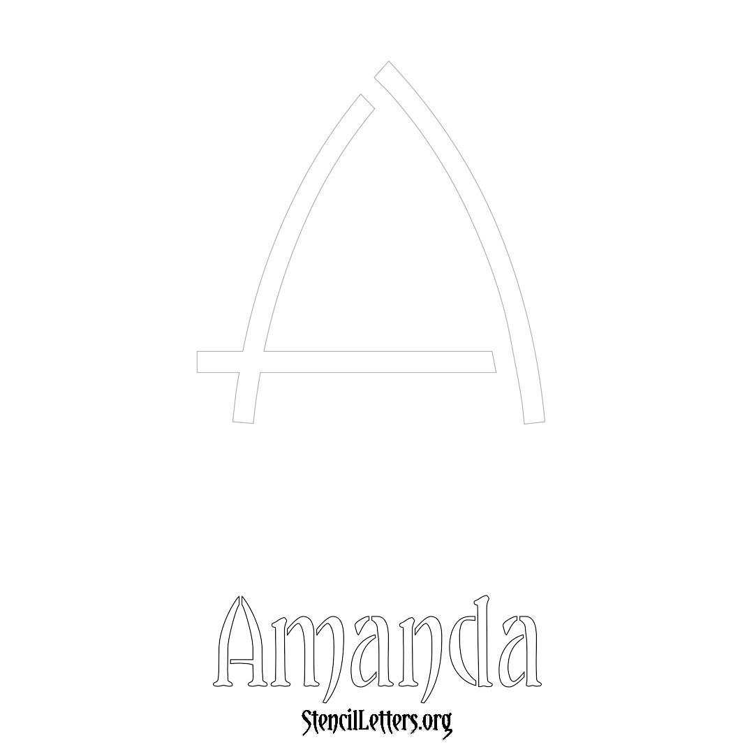 Amanda printable name initial stencil in Simple Elegant Lettering