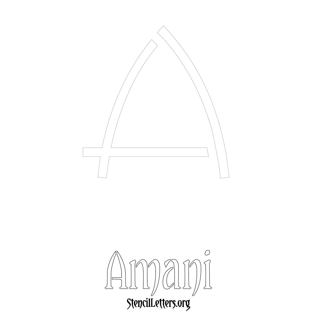 Amani printable name initial stencil in Simple Elegant Lettering