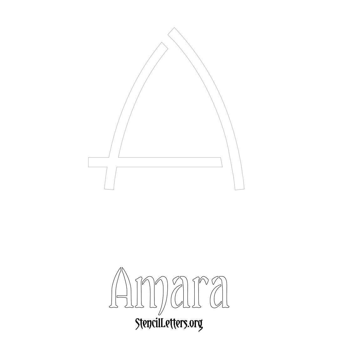 Amara printable name initial stencil in Simple Elegant Lettering