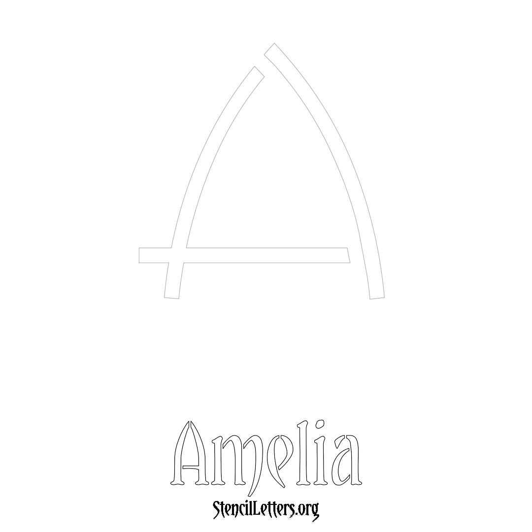 Amelia printable name initial stencil in Simple Elegant Lettering