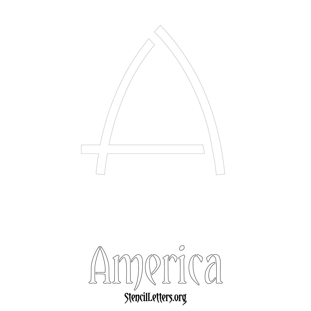 America printable name initial stencil in Simple Elegant Lettering