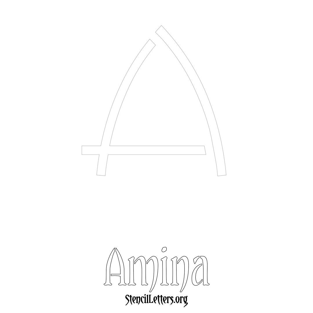 Amina printable name initial stencil in Simple Elegant Lettering