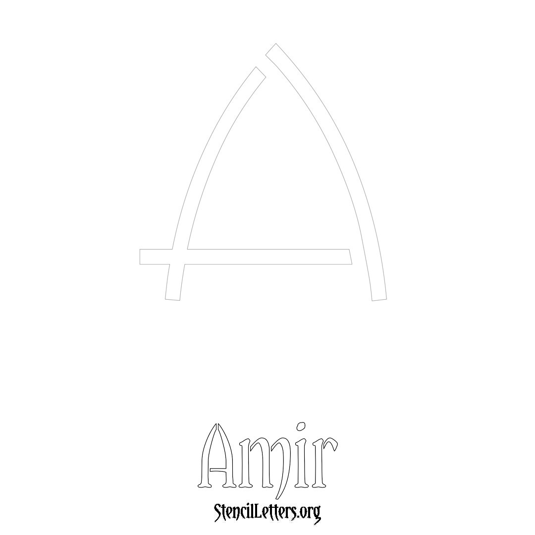 Amir printable name initial stencil in Simple Elegant Lettering