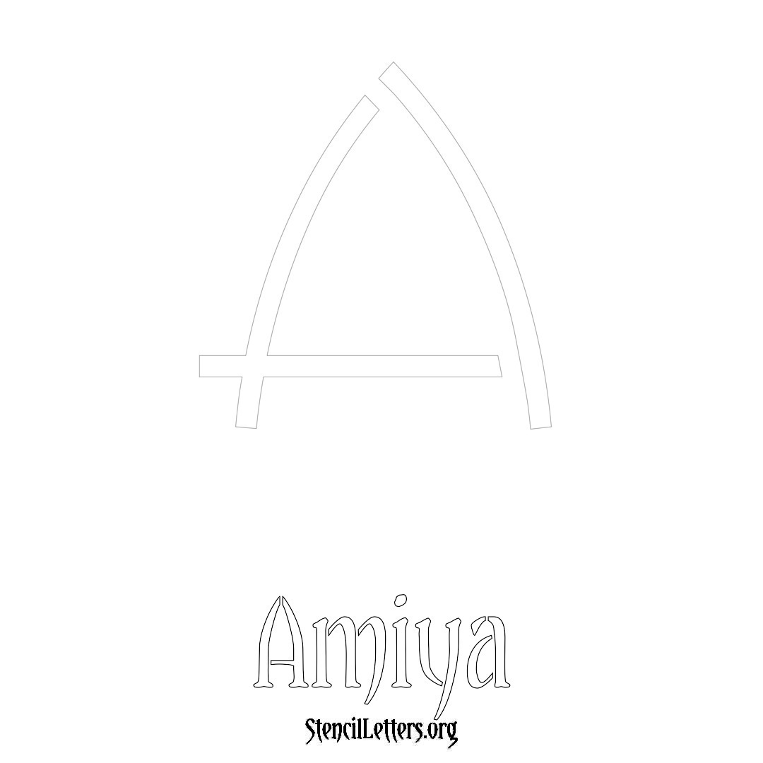 Amiya printable name initial stencil in Simple Elegant Lettering