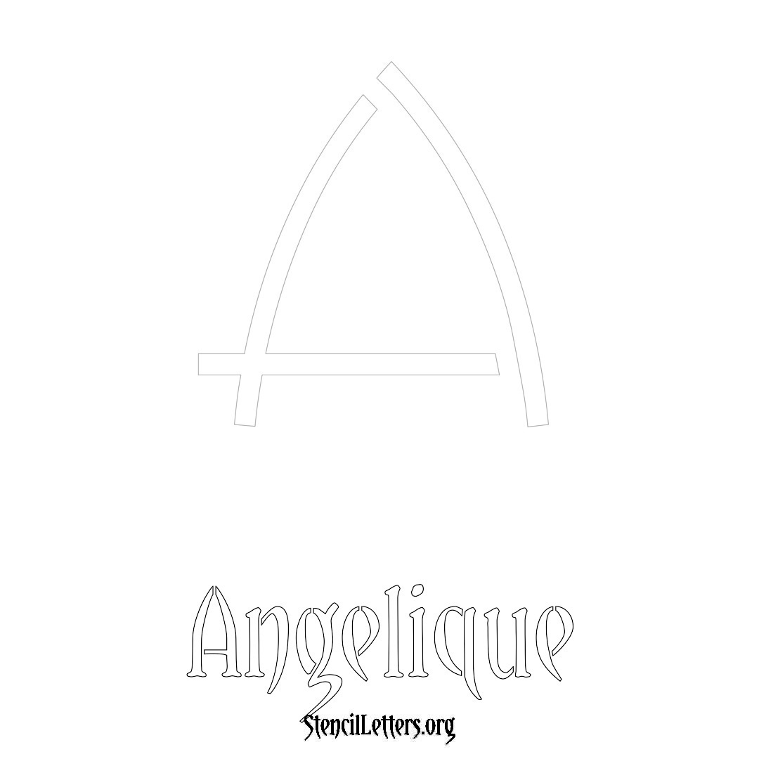 Angelique printable name initial stencil in Simple Elegant Lettering