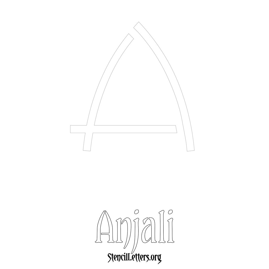 Anjali printable name initial stencil in Simple Elegant Lettering