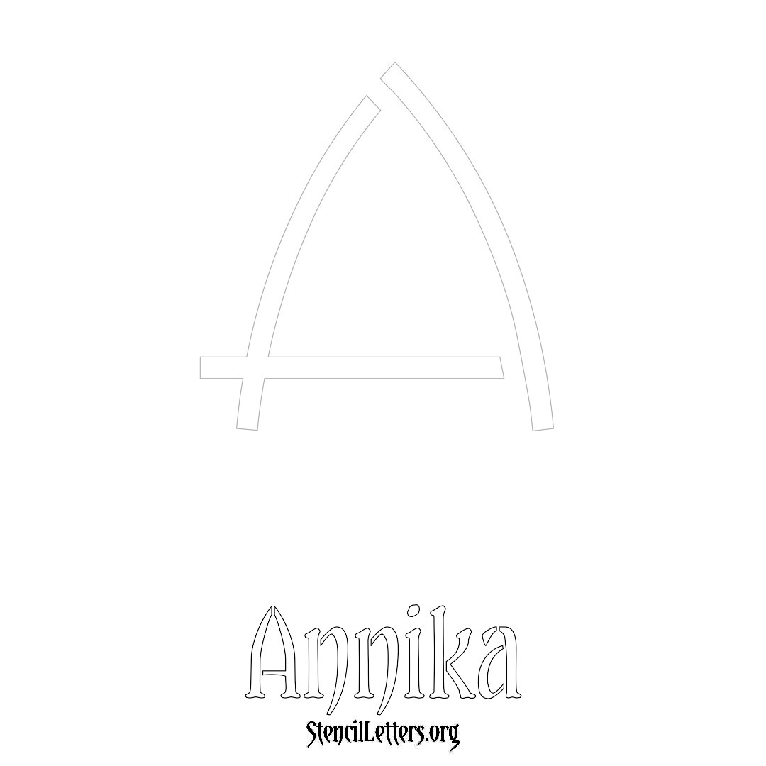 Annika printable name initial stencil in Simple Elegant Lettering