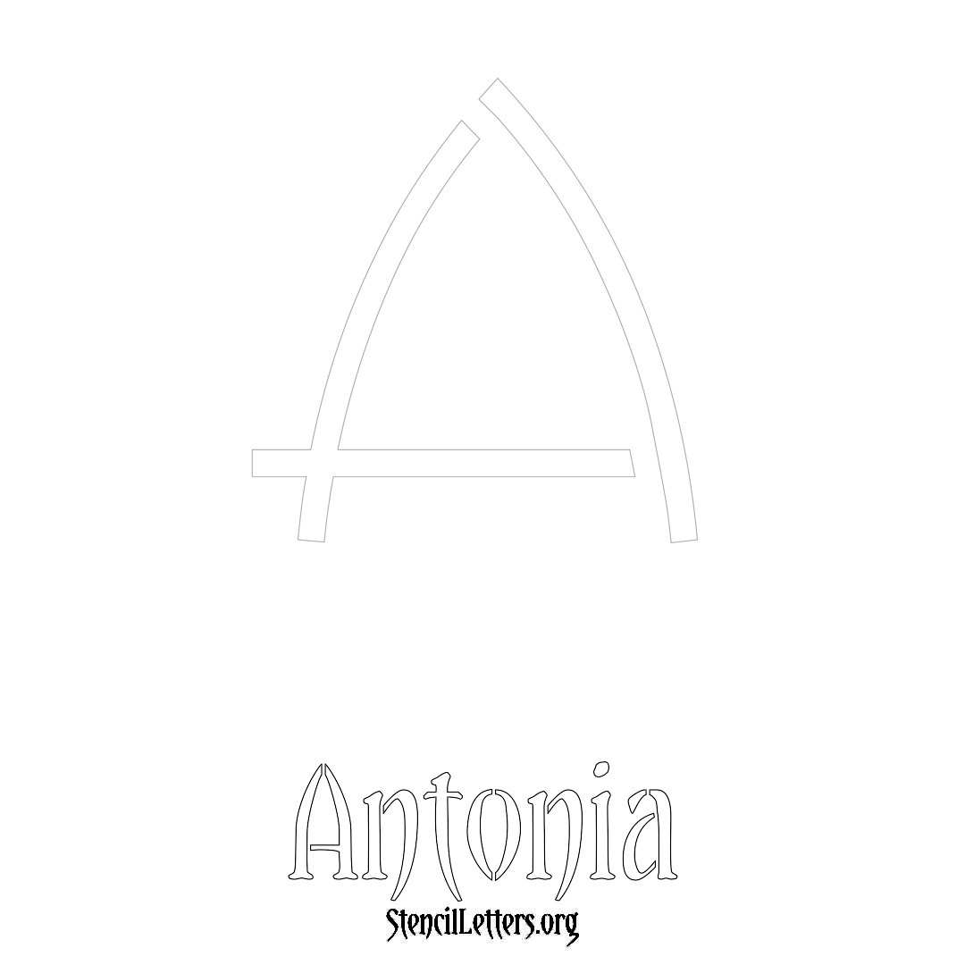 Antonia printable name initial stencil in Simple Elegant Lettering