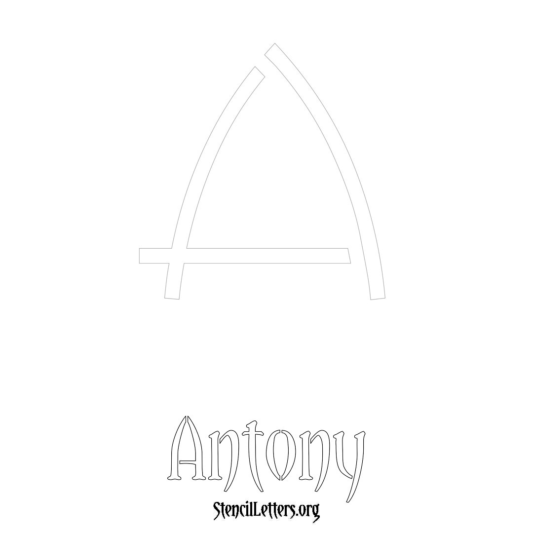 Antony printable name initial stencil in Simple Elegant Lettering