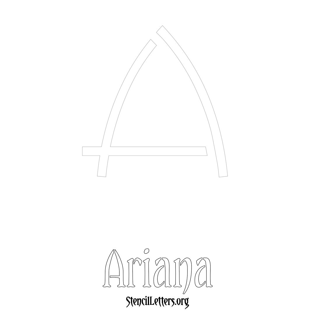 Ariana printable name initial stencil in Simple Elegant Lettering