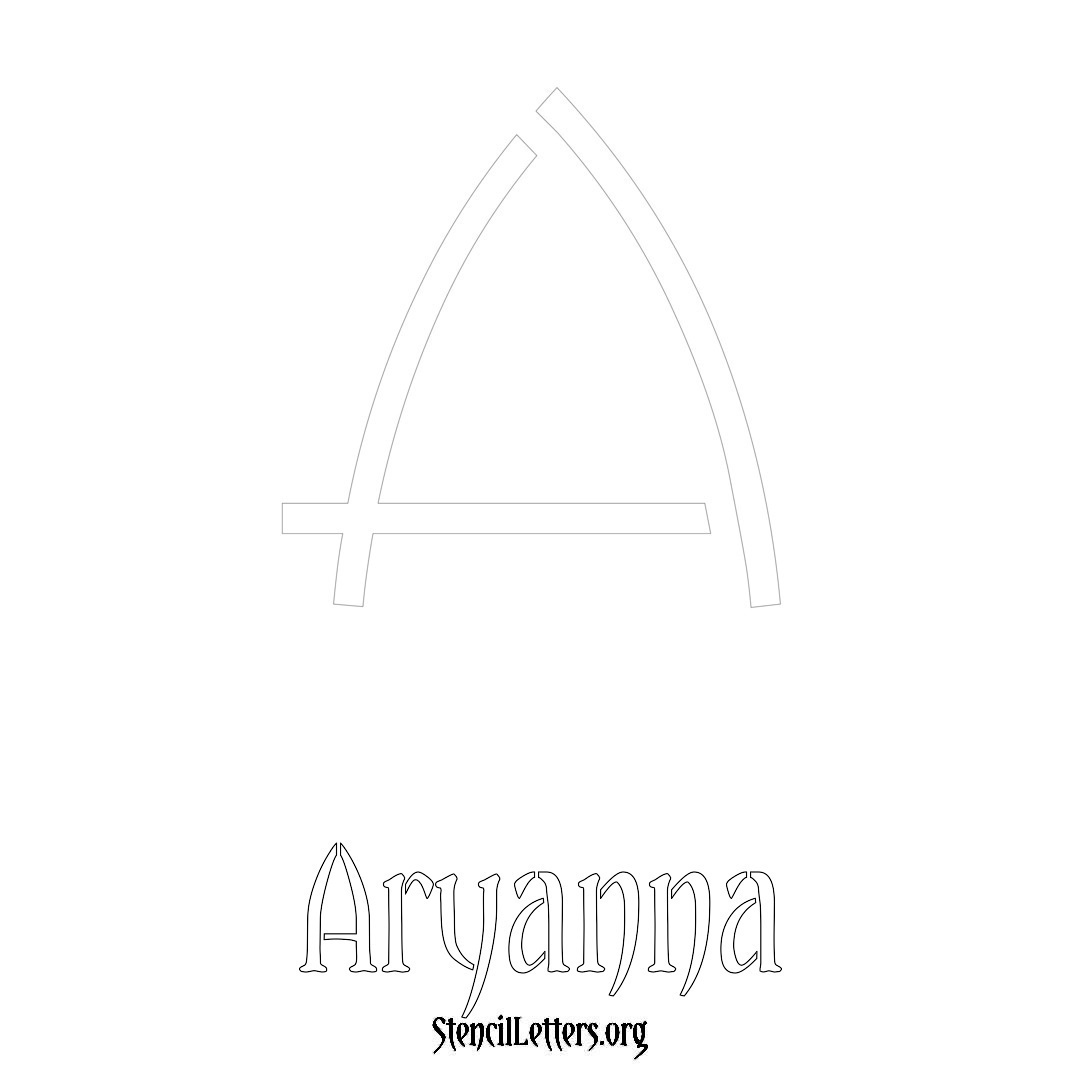 Aryanna printable name initial stencil in Simple Elegant Lettering