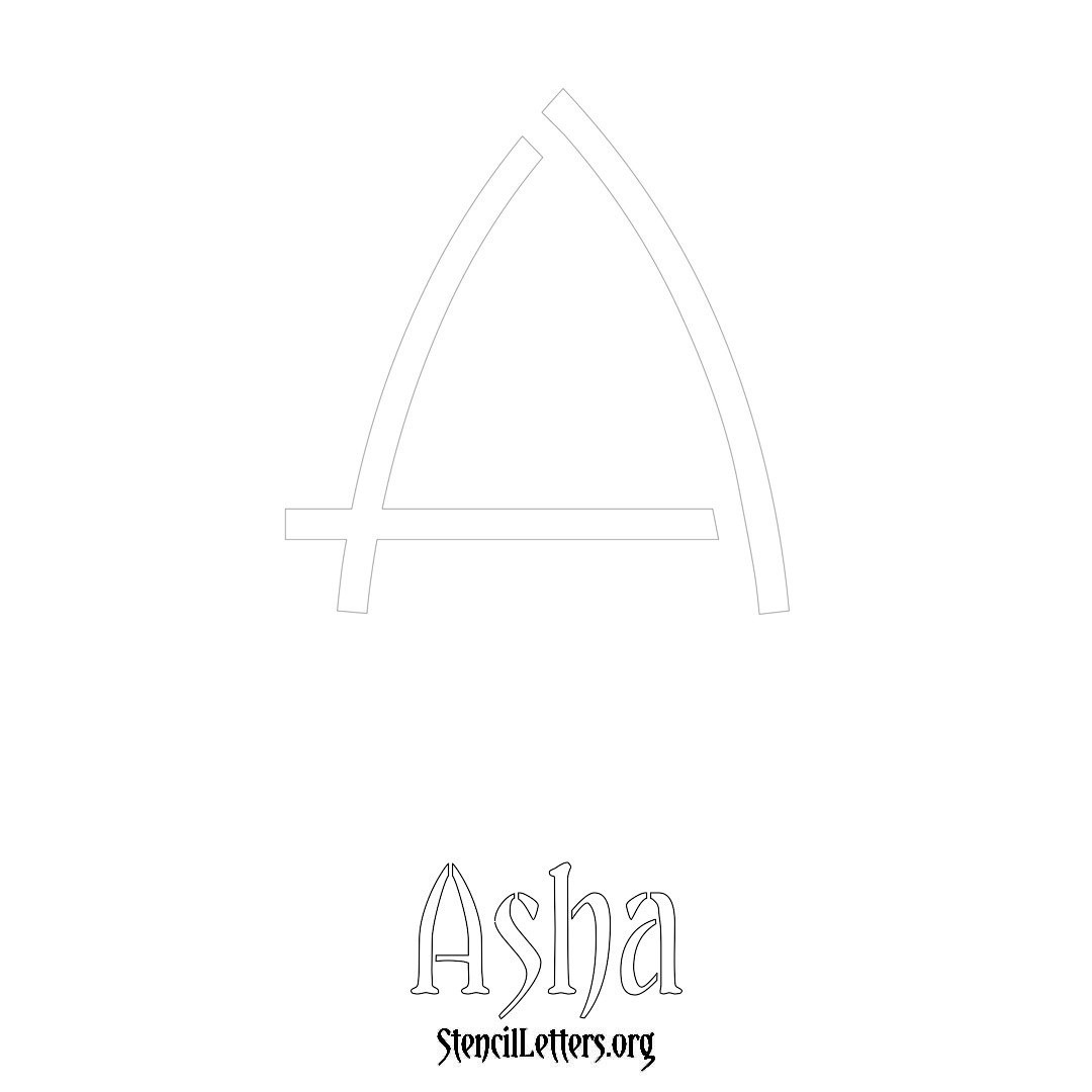 Asha printable name initial stencil in Simple Elegant Lettering