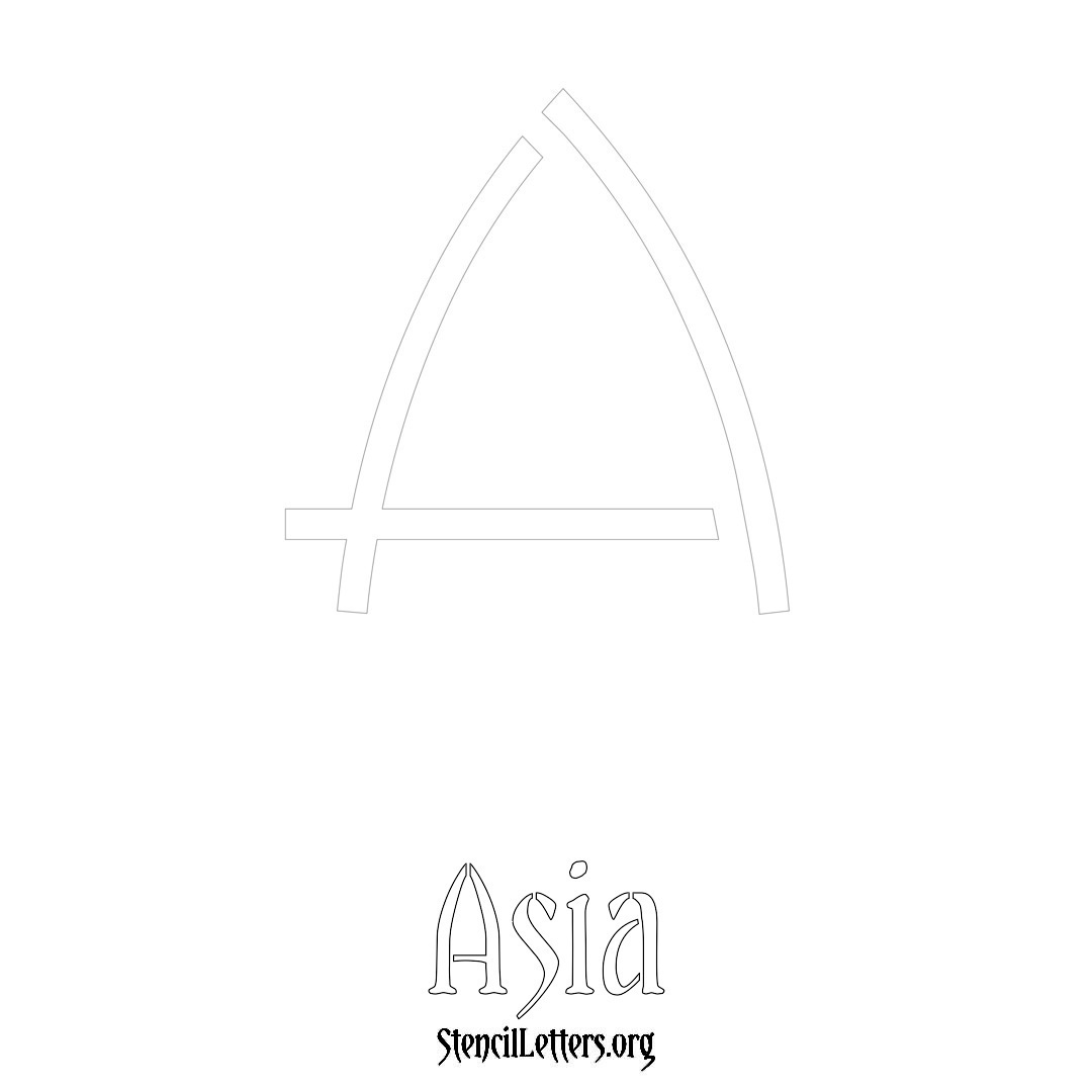 Asia printable name initial stencil in Simple Elegant Lettering
