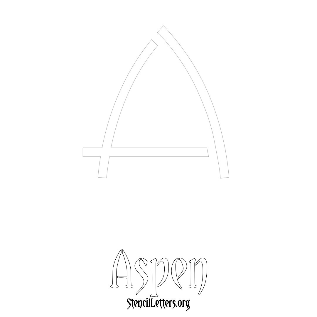 Aspen printable name initial stencil in Simple Elegant Lettering