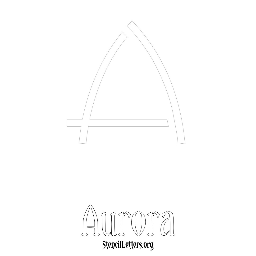 Aurora printable name initial stencil in Simple Elegant Lettering