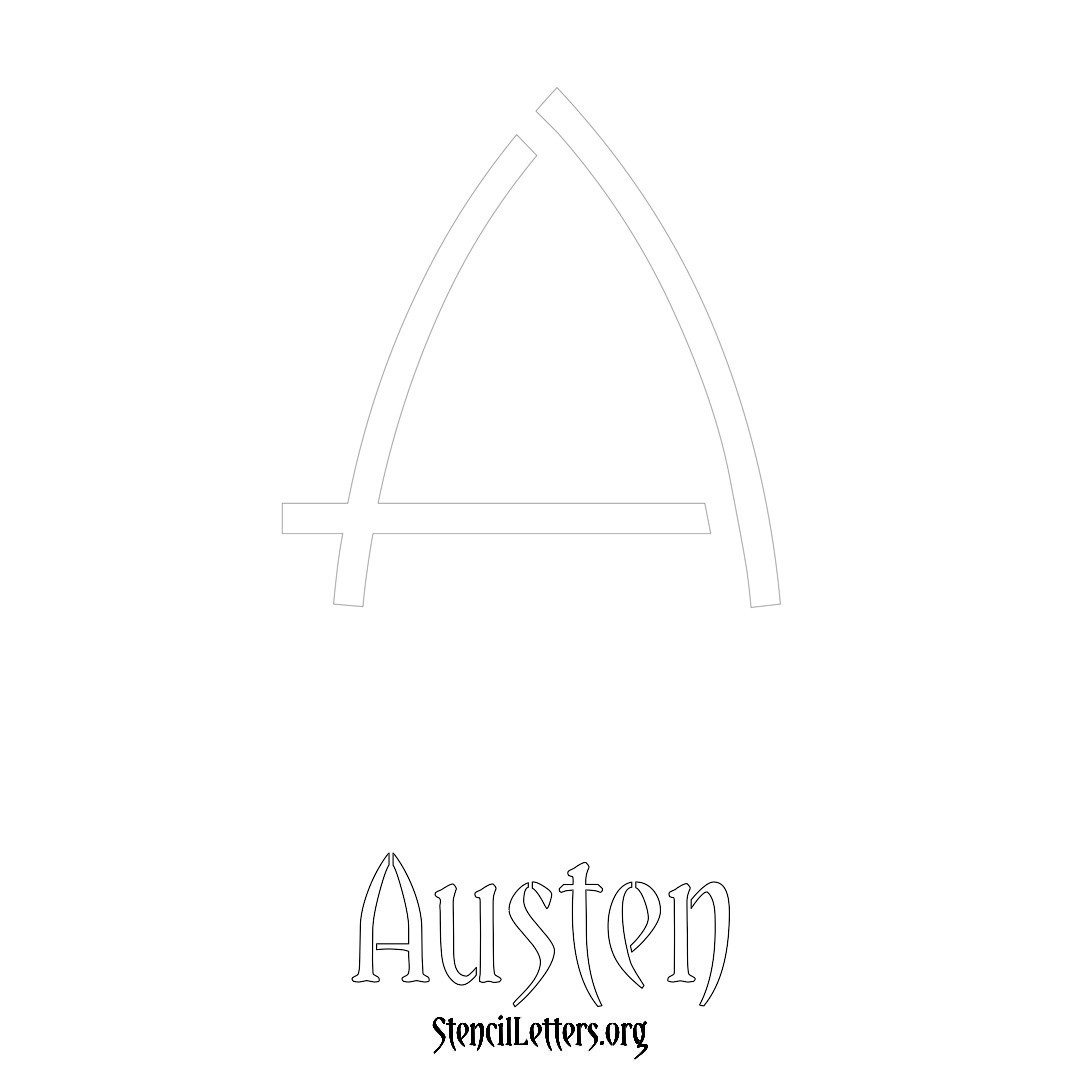 Austen printable name initial stencil in Simple Elegant Lettering