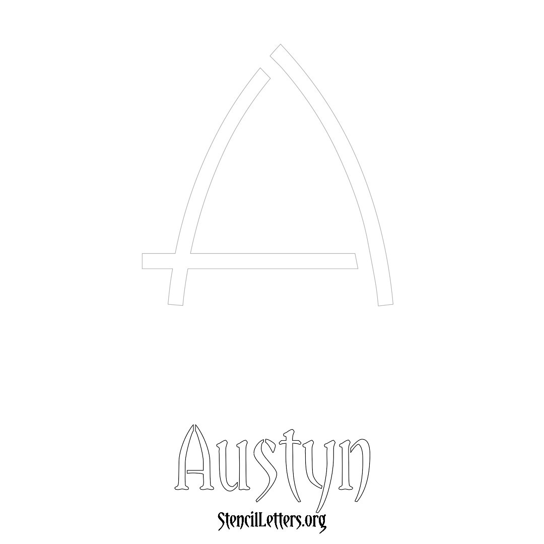 Austyn printable name initial stencil in Simple Elegant Lettering