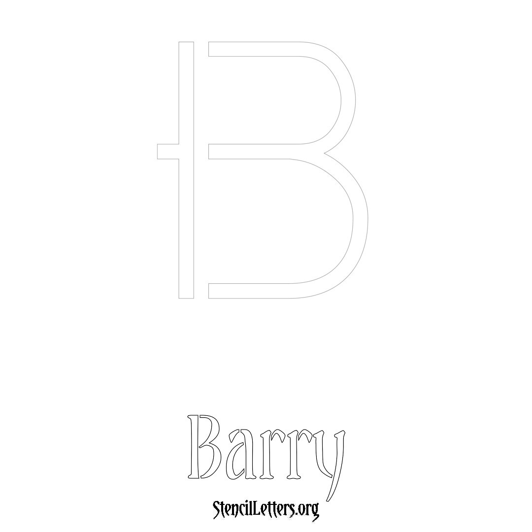 Barry printable name initial stencil in Simple Elegant Lettering