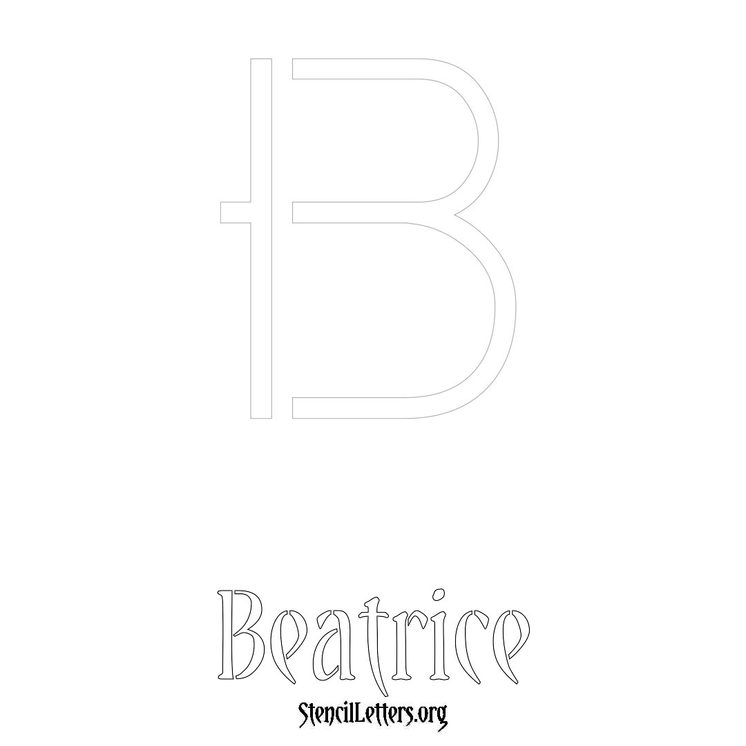 Beatrice printable name initial stencil in Simple Elegant Lettering