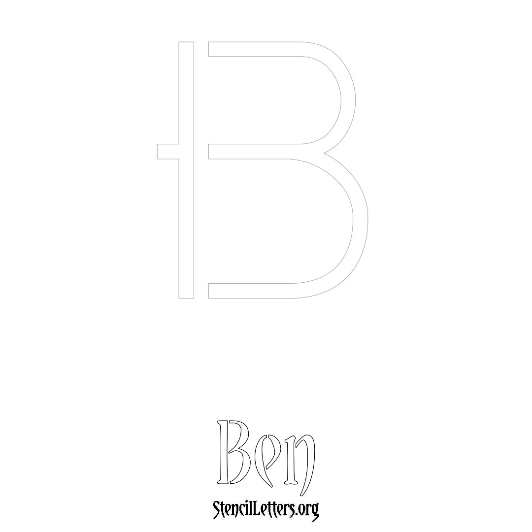 Ben printable name initial stencil in Simple Elegant Lettering