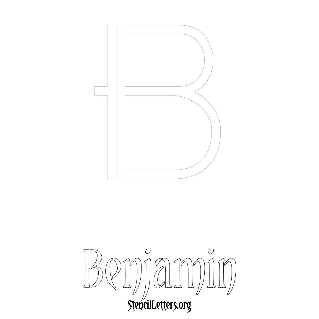 Benjamin printable name initial stencil in Simple Elegant Lettering