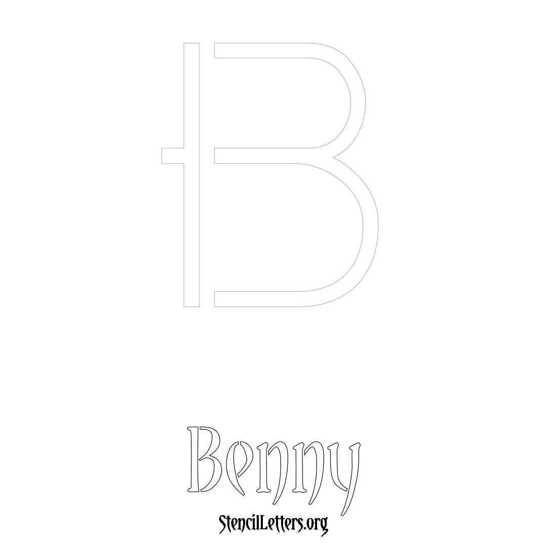 Benny printable name initial stencil in Simple Elegant Lettering