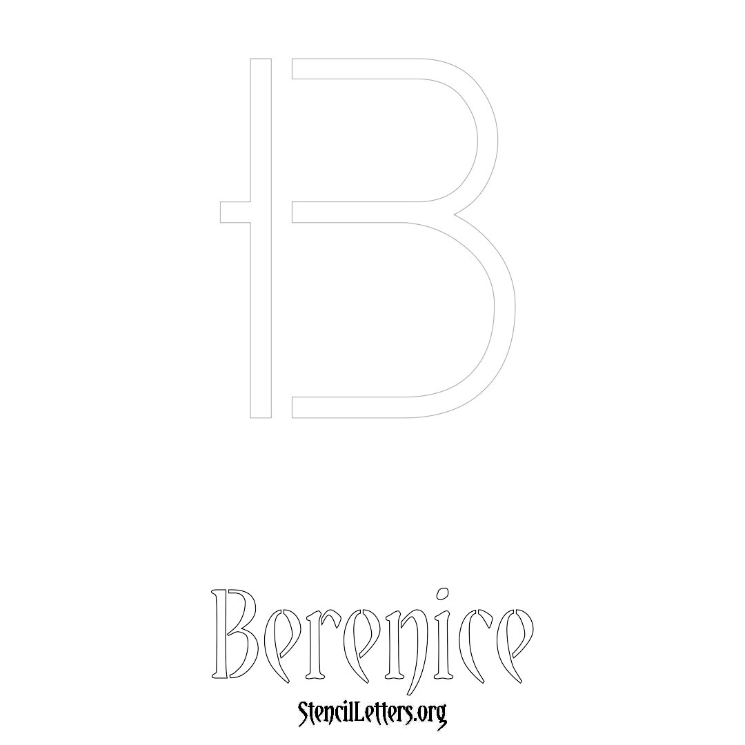 Berenice printable name initial stencil in Simple Elegant Lettering